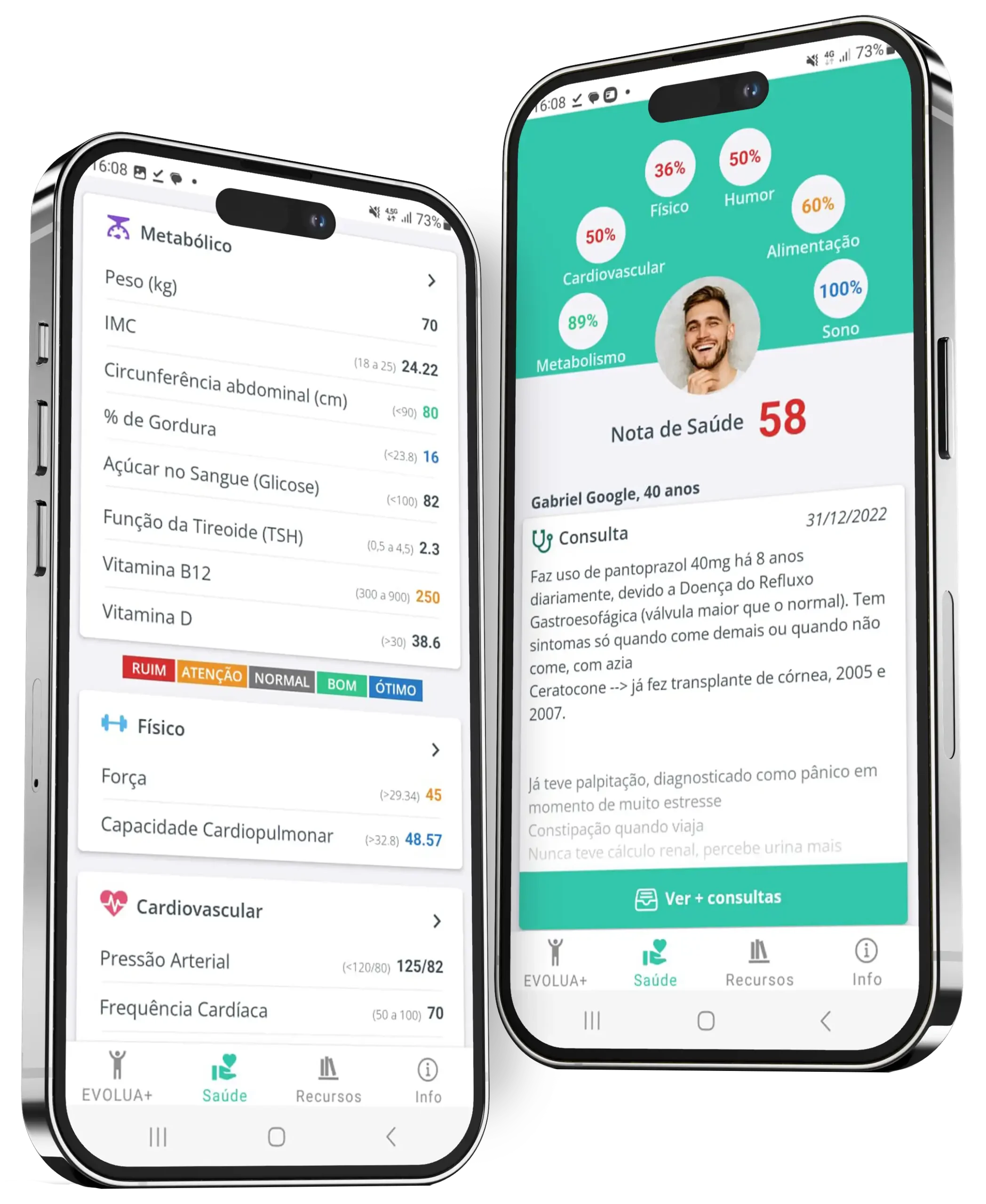 Visual do prontuário do paciente